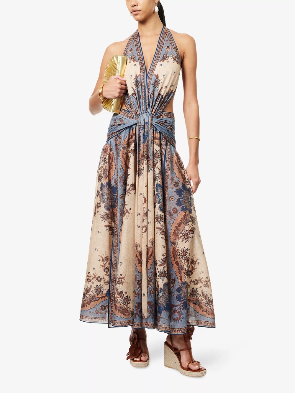 Zimmermann Ascension Paisley Floral Halter Neck Maxi Dress